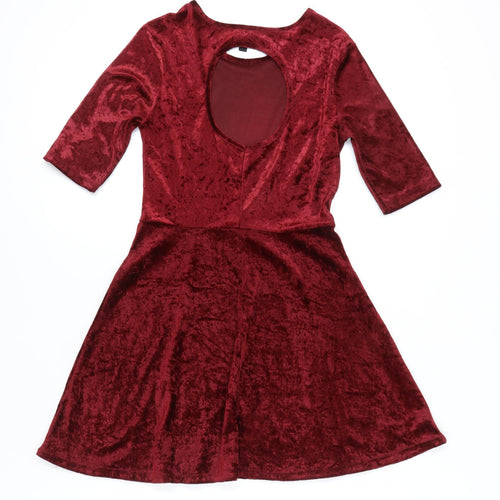 Topshop Women's Red A-Line Velvet Dress Size 8