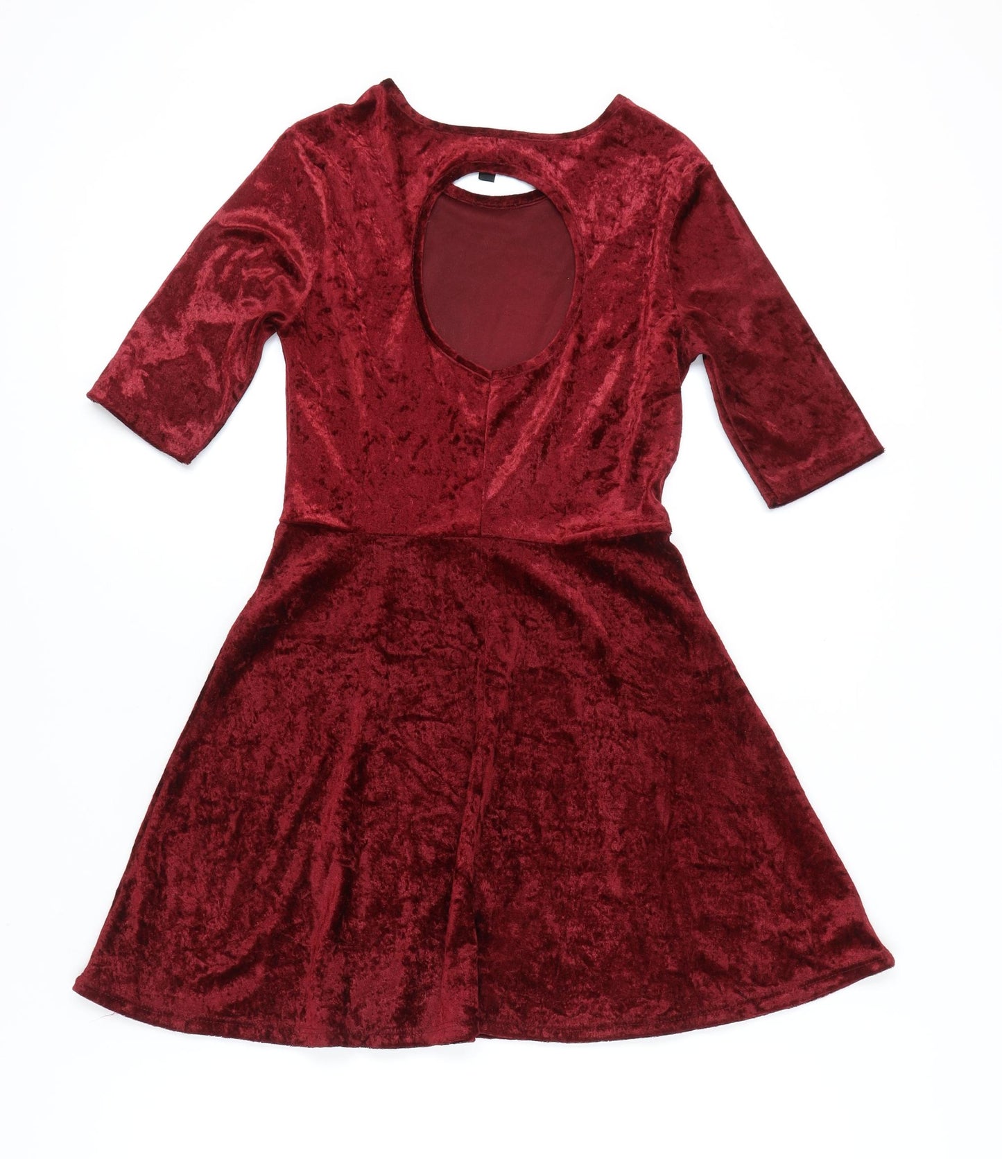 Topshop Women's Red A-Line Velvet Dress Size 8