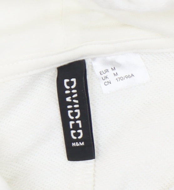H&M Women’s White Hooded Love Logo Crop Hoodie M