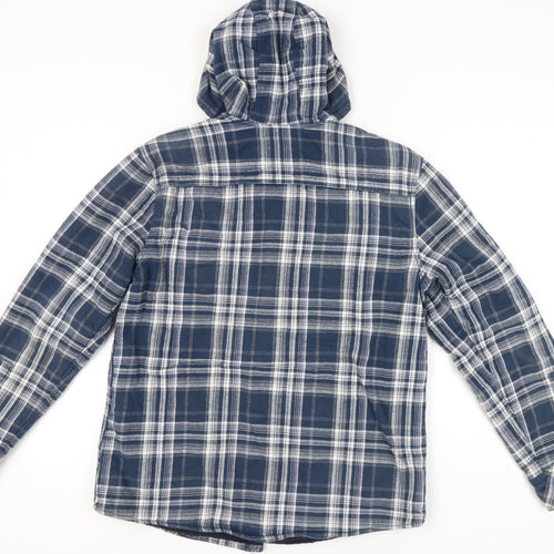 F&F Men's Blue Plaid Hooded Jacket, Size M
