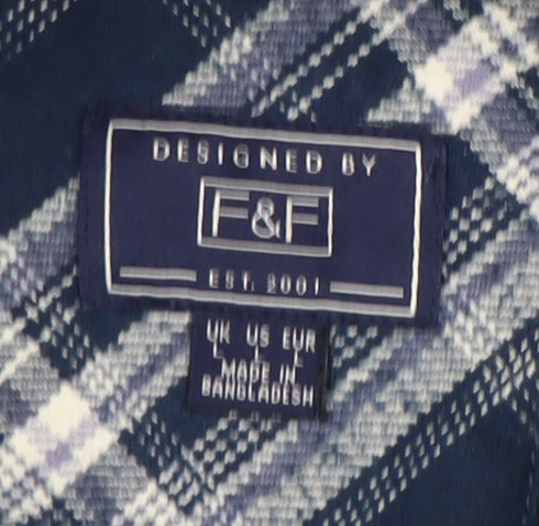 F&F Men's Blue Plaid Hooded Jacket, Size M