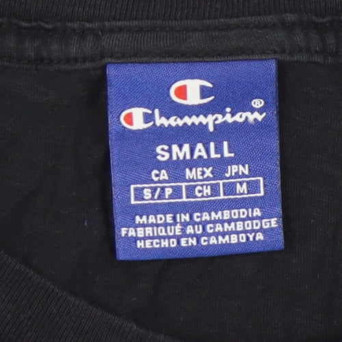 Champion Women's Black T-Shirt Small Crew Neck
