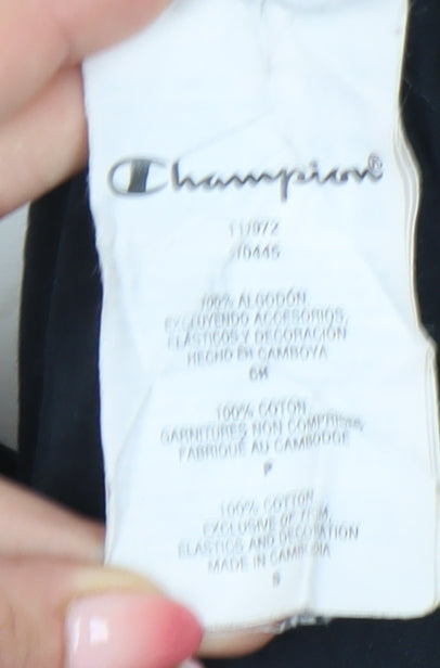 Champion Women's Black T-Shirt Small Crew Neck