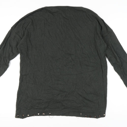 Mint Velvet Women's Grey Studded Jumper L