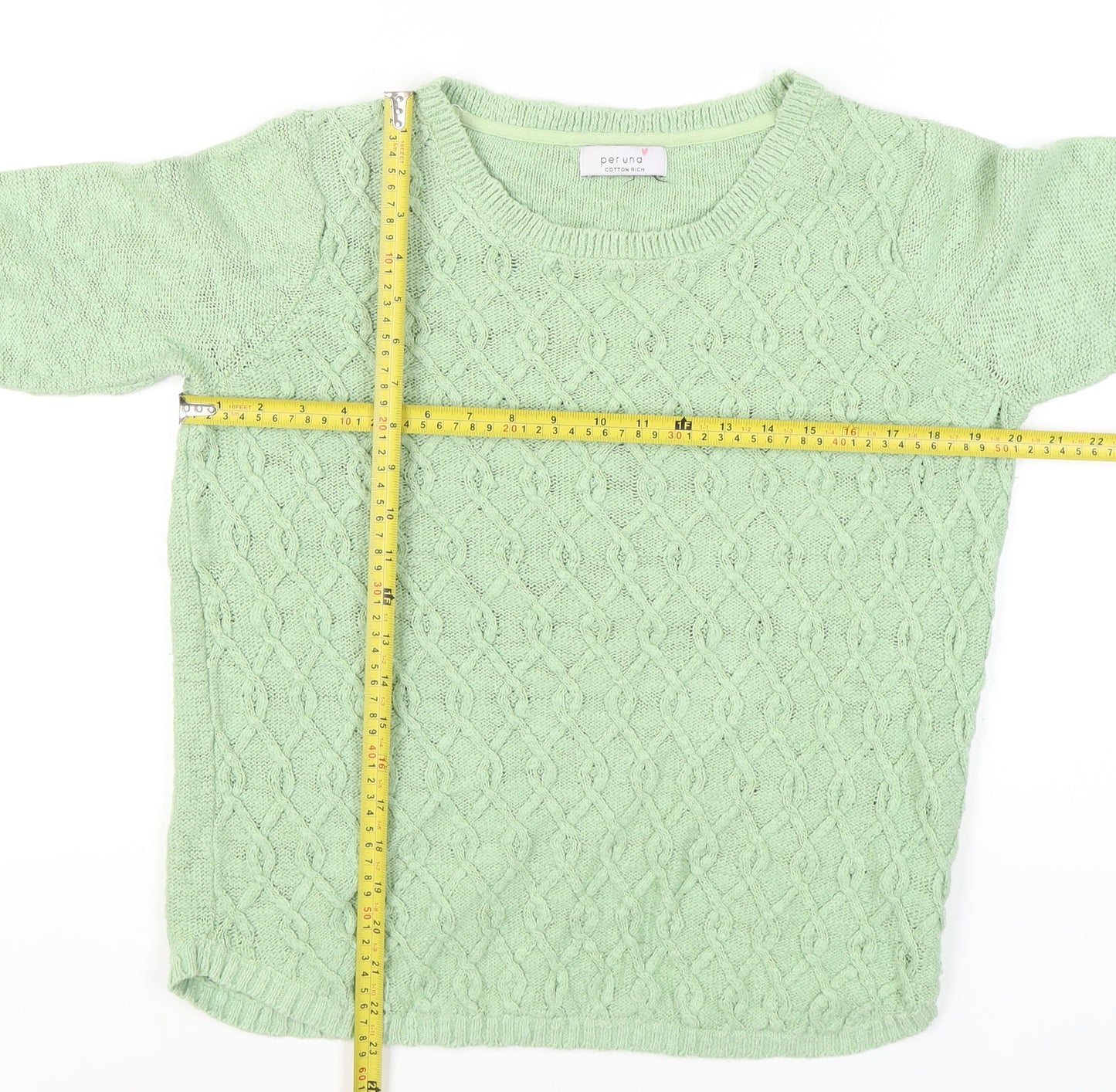 Marks and Spencer Women's Green Cable Knit Jumper, Size 12