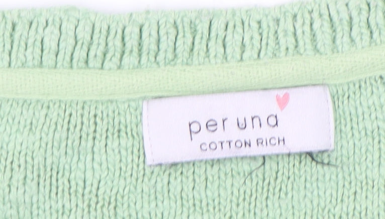 Marks and Spencer Women's Green Cable Knit Jumper, Size 12