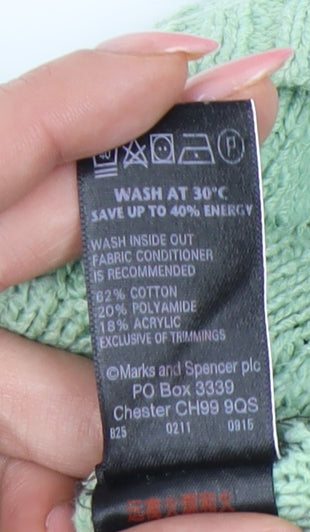 Marks and Spencer Women's Green Cable Knit Jumper, Size 12