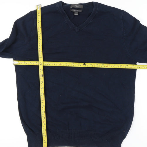 Marks and Spencer Blue Men's V-Neck Pullover Jumper M