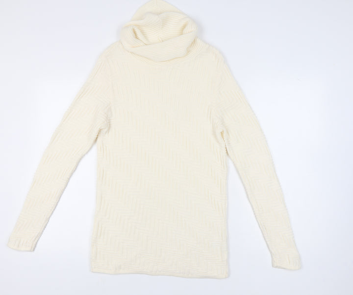 Berkertex Women's Ivory Cowl Neck Pullover, Size 10