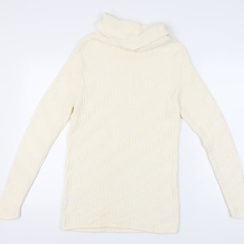 Berkertex Women's Ivory Cowl Neck Pullover, Size 10