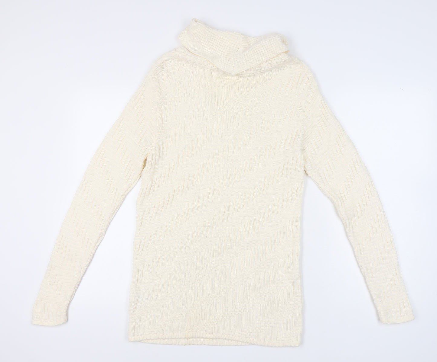 Berkertex Women's Ivory Cowl Neck Pullover, Size 10