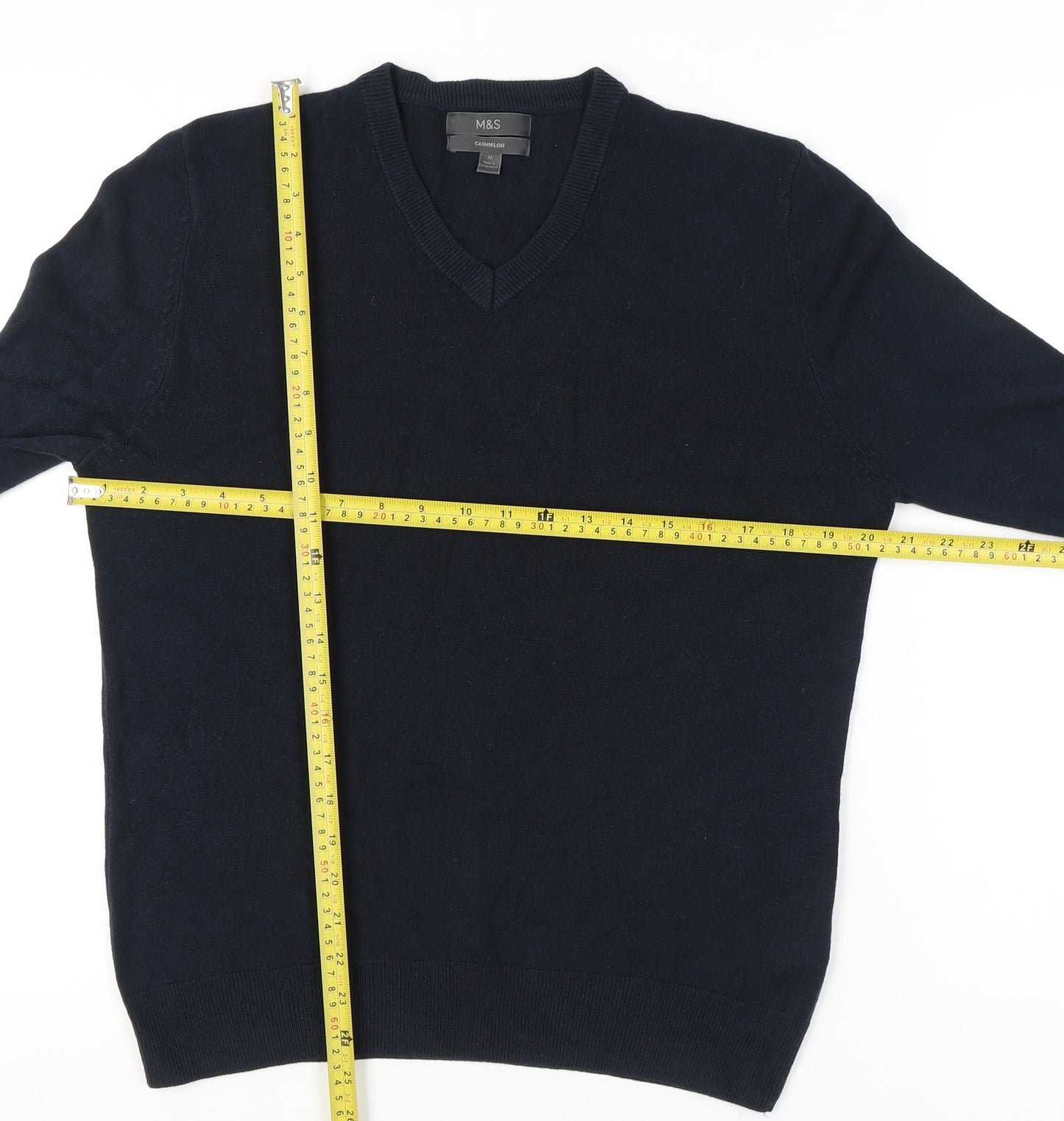 Marks and Spencer Men's Black V-Neck Pullover Jumper M