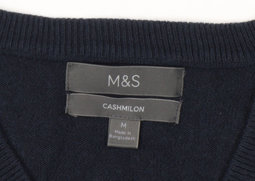 Marks and Spencer Men's Black V-Neck Pullover Jumper M