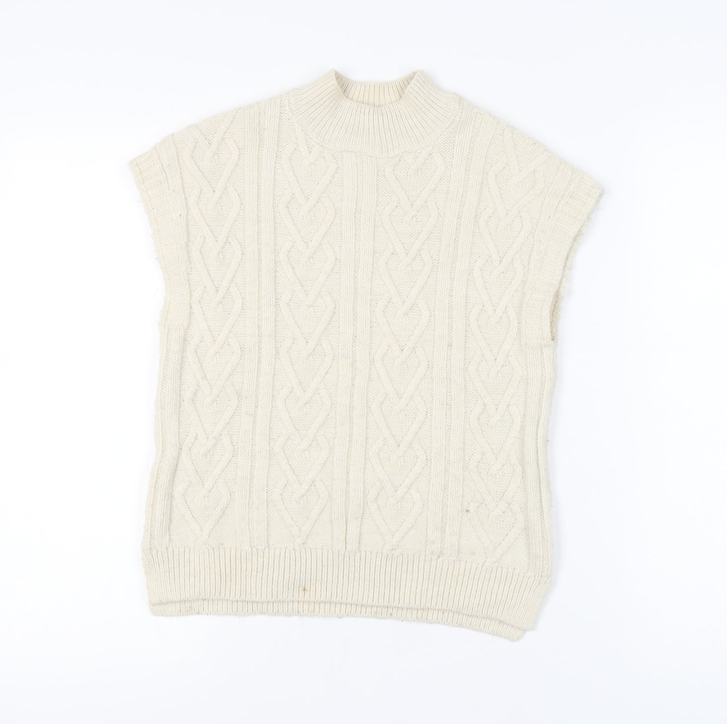 Next Girls Ivory Cable Knit Sleeveless High Neck Vest Size 8Y