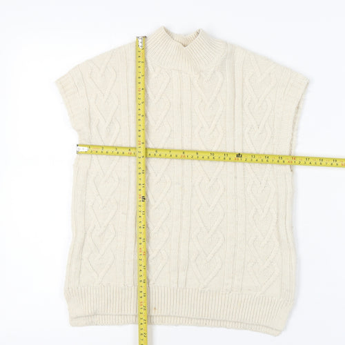 Next Girls Ivory Cable Knit Sleeveless High Neck Vest Size 8Y