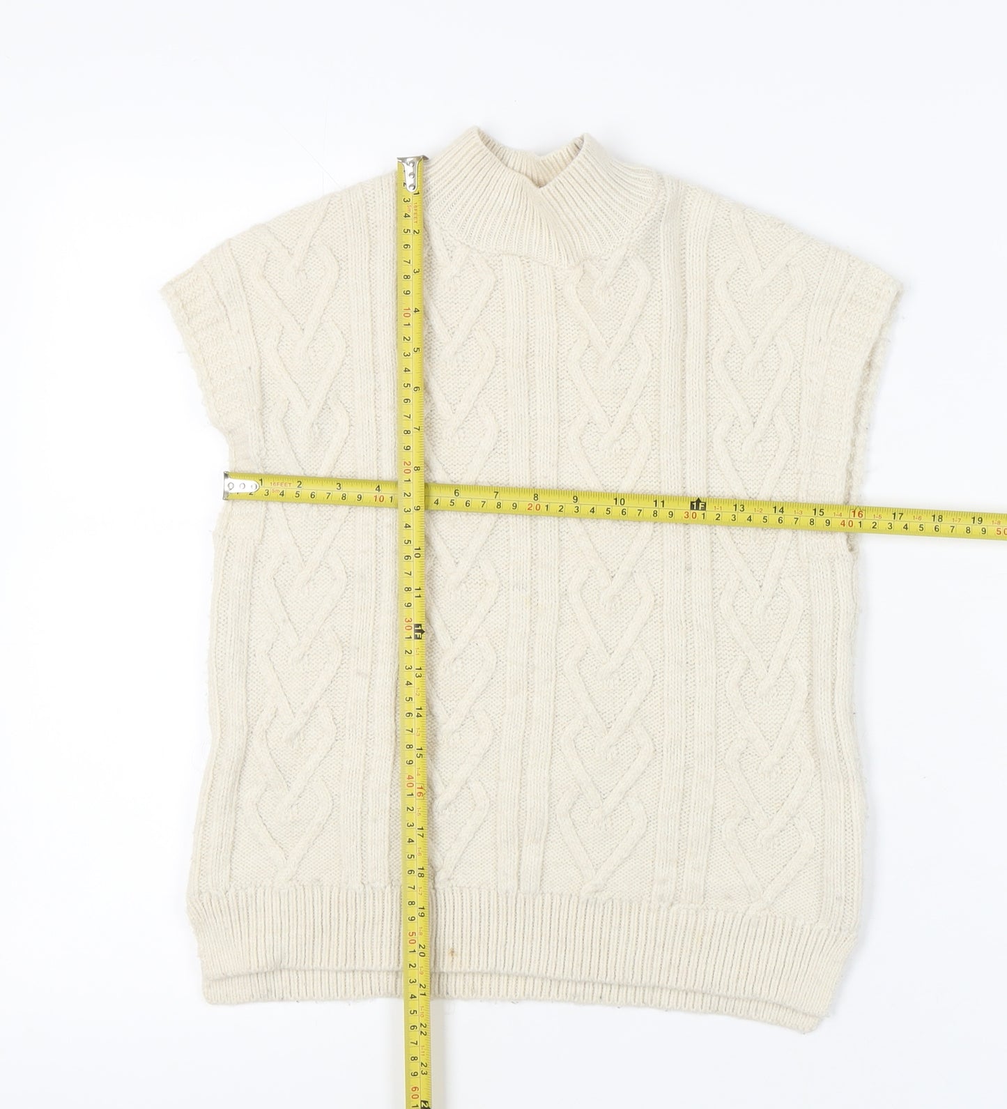 Next Girls Ivory Cable Knit Sleeveless High Neck Vest Size 8Y