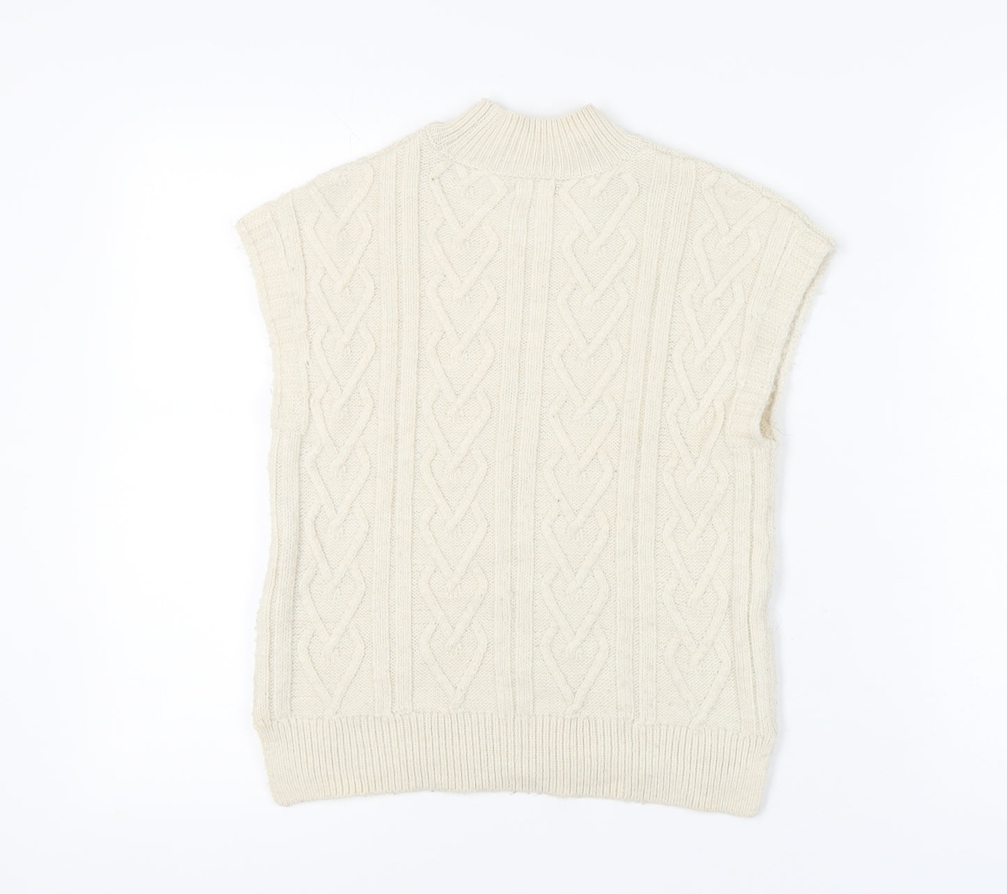 Next Girls Ivory Cable Knit Sleeveless High Neck Vest Size 8Y