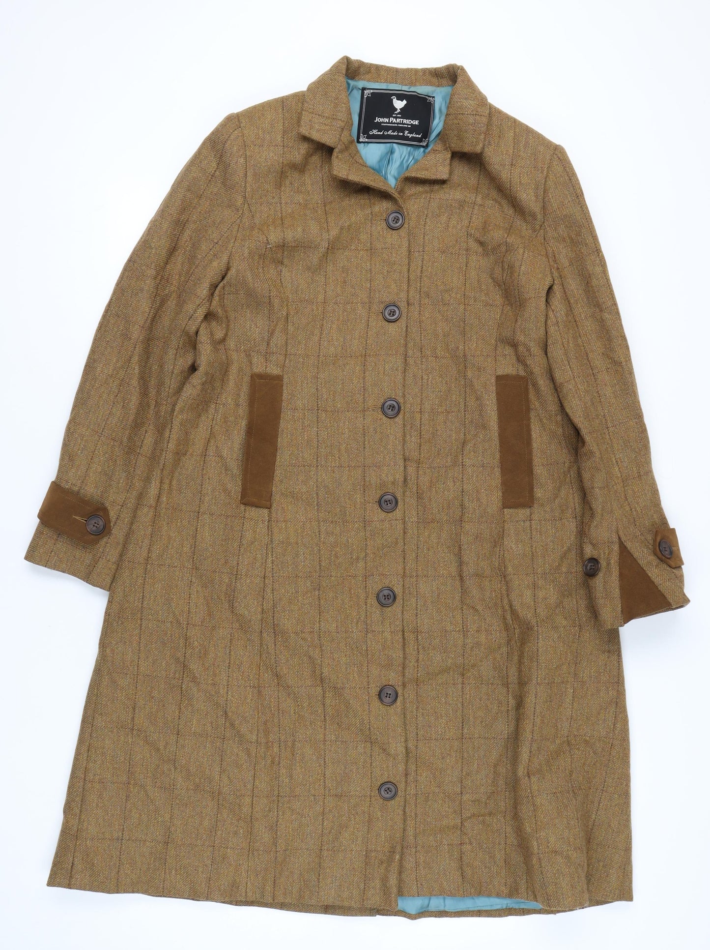 John Partridge Women's Brown Tweed Check Coat Size 18