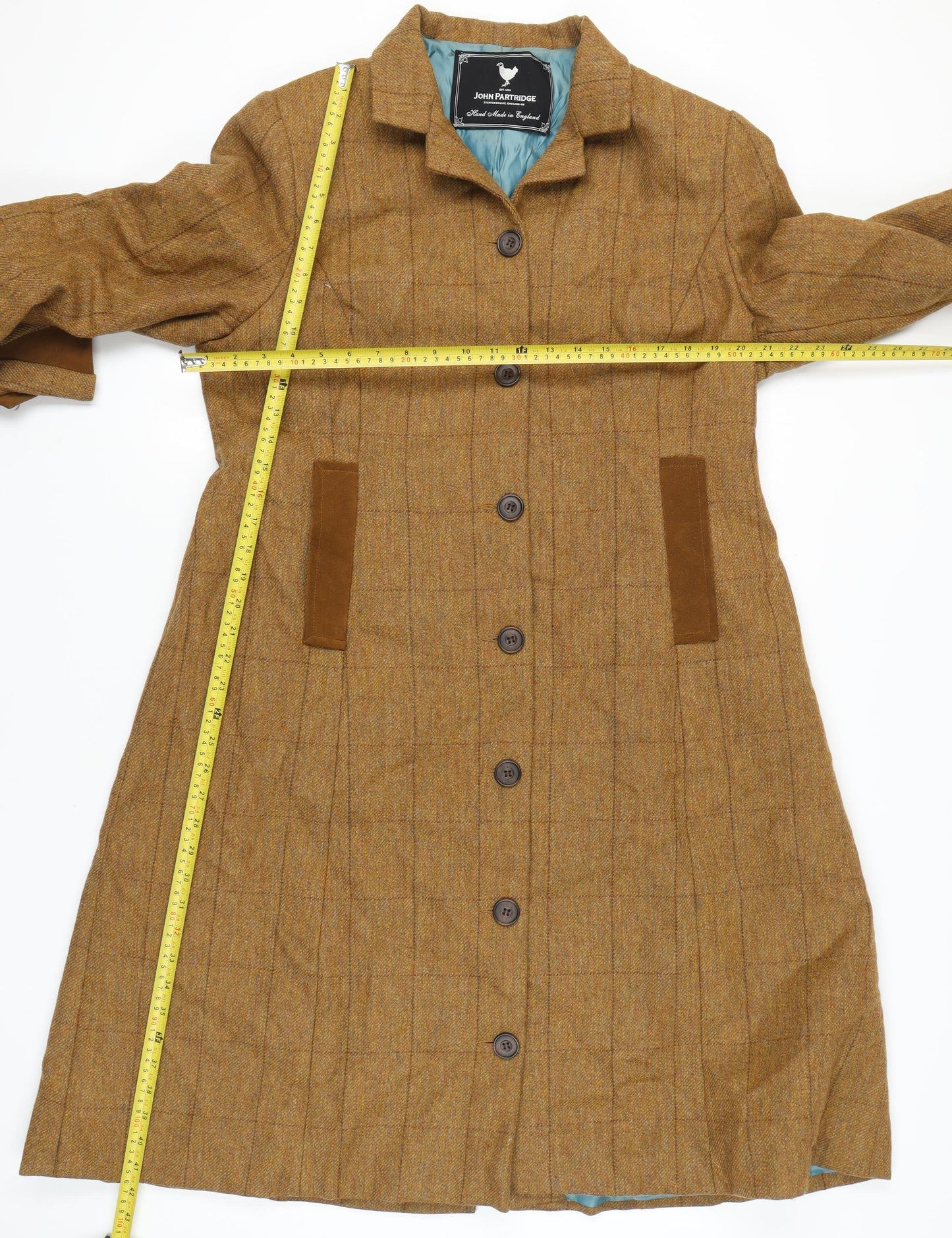 John Partridge Women's Brown Tweed Check Coat Size 18