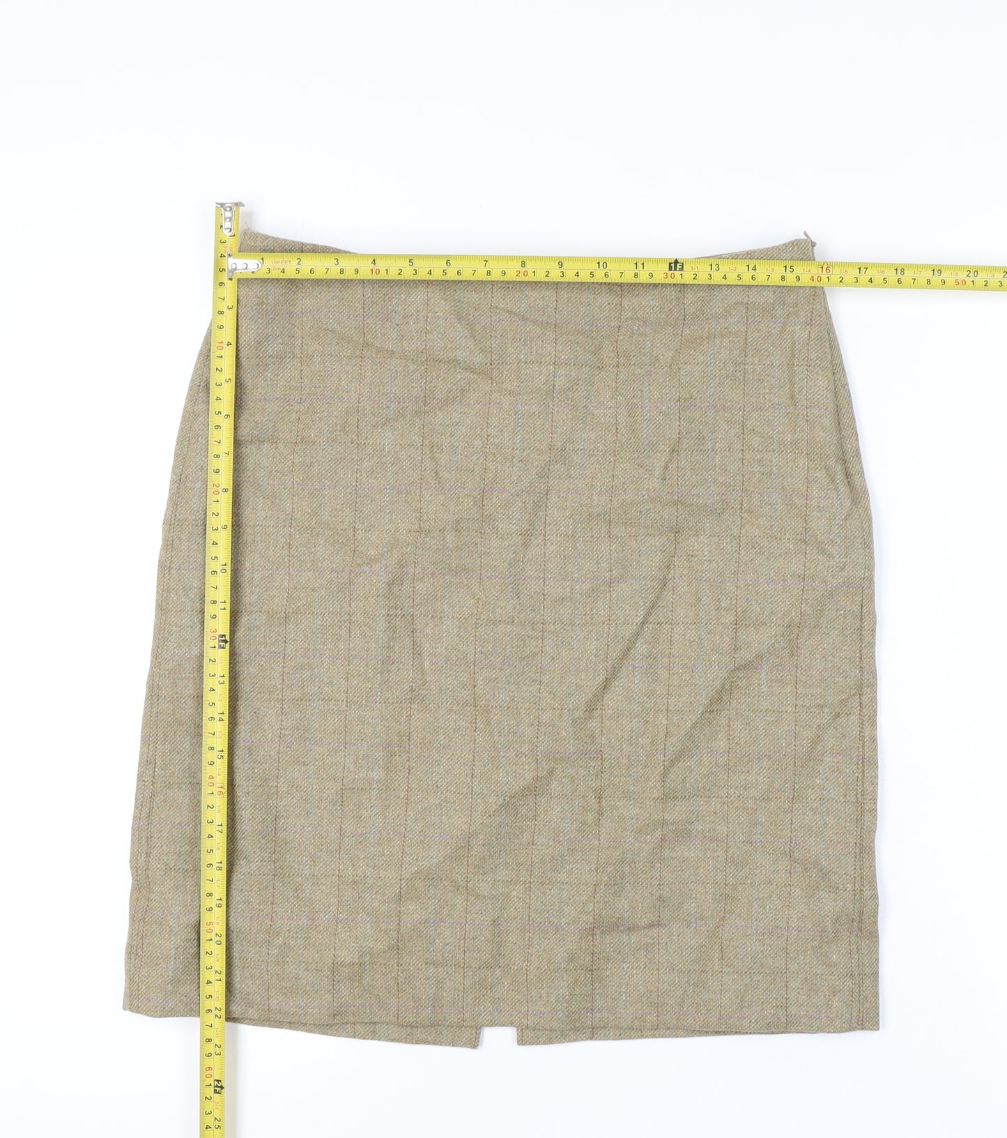 Really Wild Women's Beige Pencil Skirt UK 12, Tweed Check