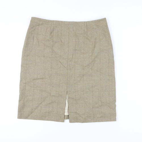 Really Wild Women's Beige Pencil Skirt UK 12, Tweed Check