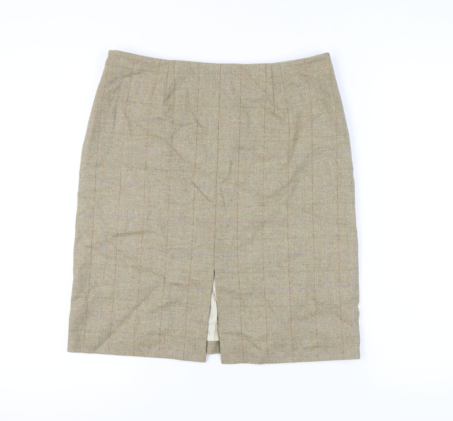 Really Wild Women's Beige Pencil Skirt UK 12, Tweed Check
