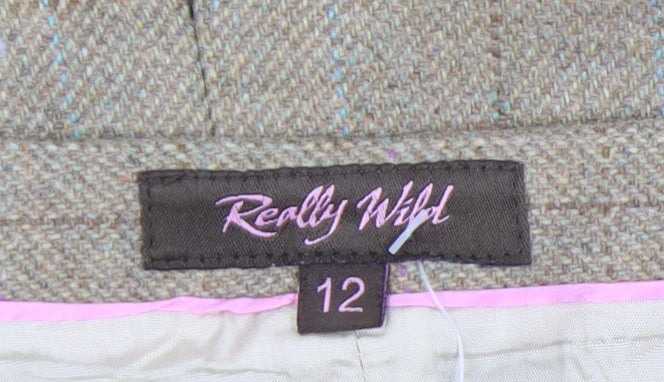 Really Wild Women's Beige Pencil Skirt UK 12, Tweed Check