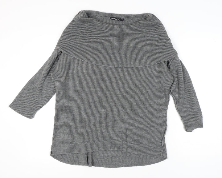 Boohoo Women's Grey Cowl Neck Pullover Jumper S/M