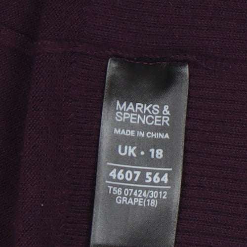 Marks and Spencer Women's Purple Open Front Cardigan Size 18