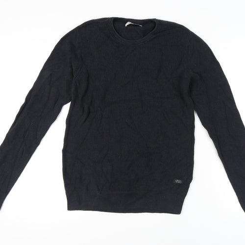 Blend Men's Black Cotton Pullover Jumper L