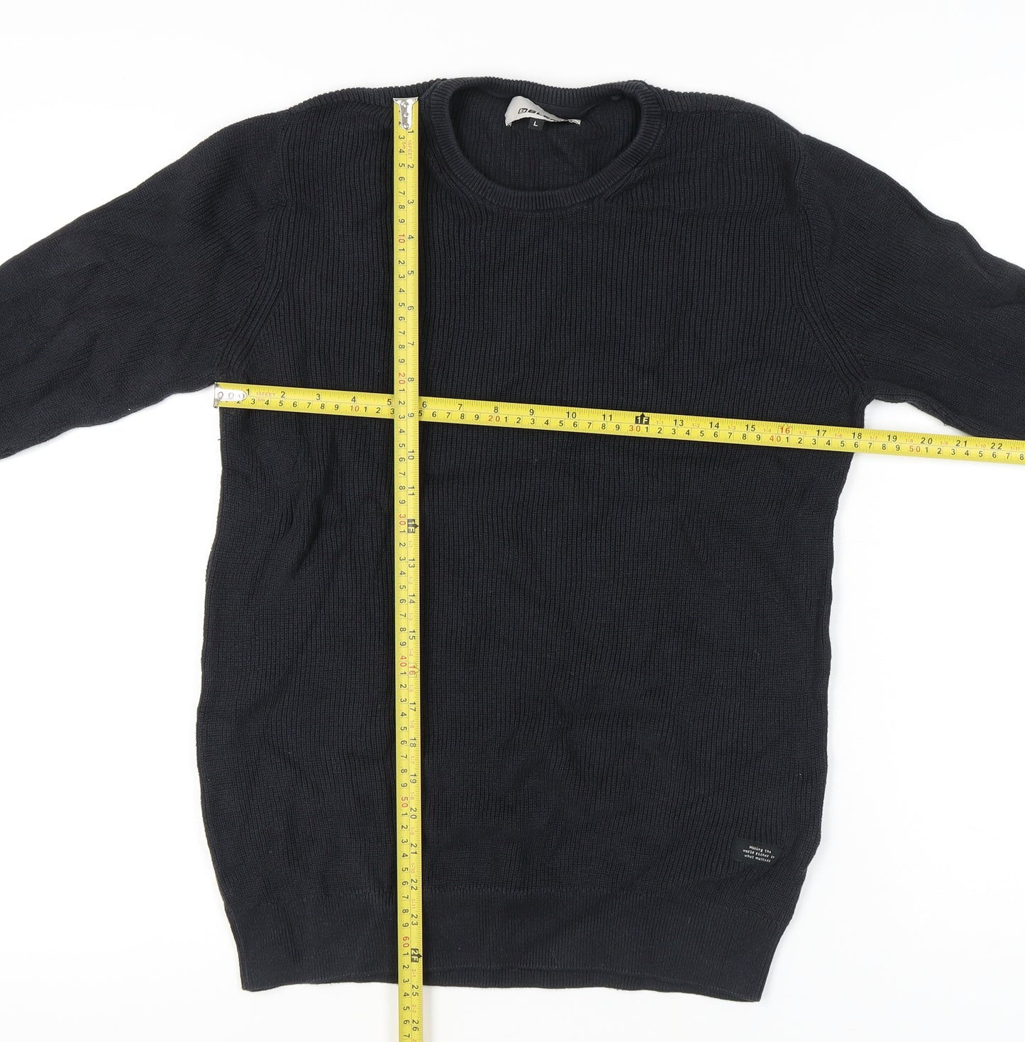 Blend Men's Black Cotton Pullover Jumper L