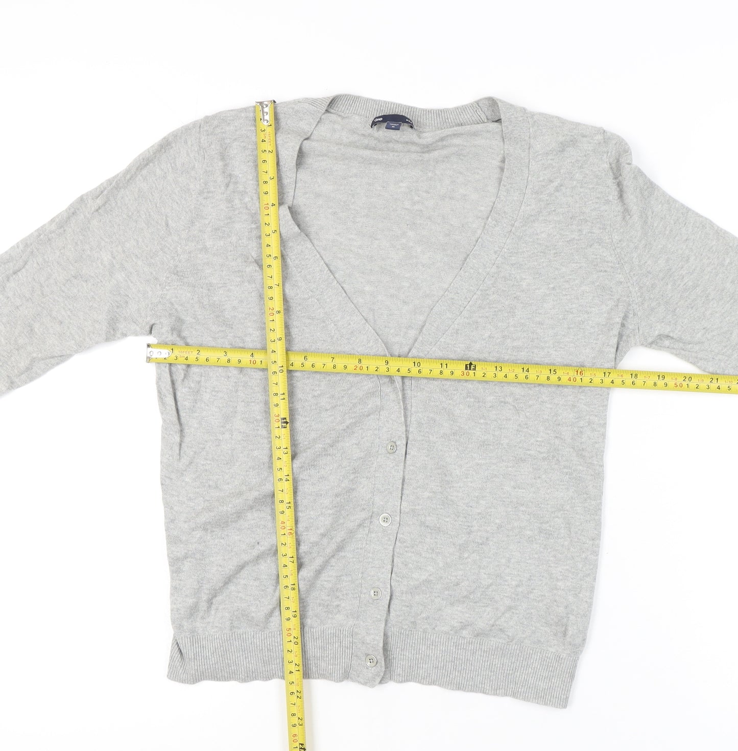 Gap Women's Grey V-Neck Cardigan, M, 100% Cotton