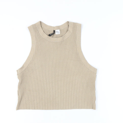 H&M Beige Womens Tank Top, Size 12, Stretch Knit
