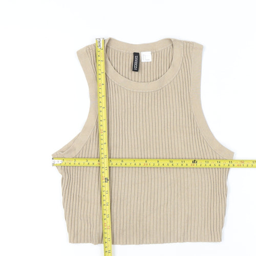 H&M Beige Womens Tank Top, Size 12, Stretch Knit
