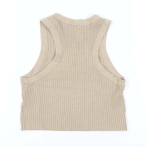 H&M Beige Womens Tank Top, Size 12, Stretch Knit