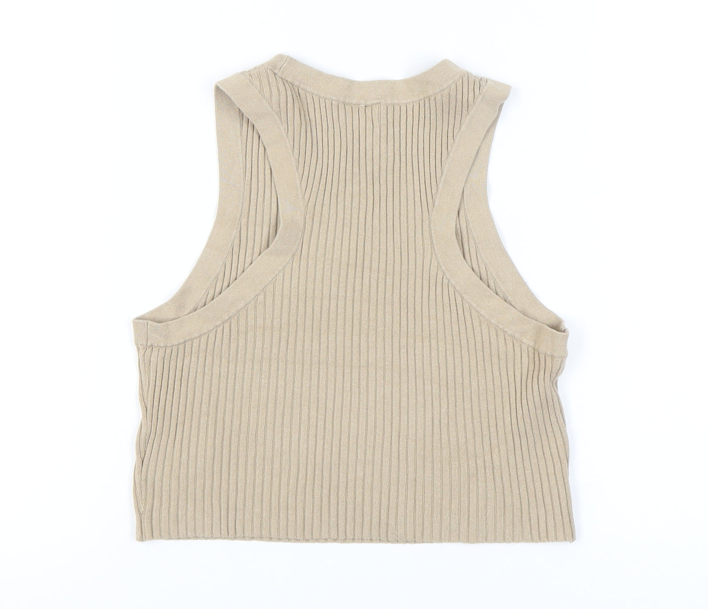 H&M Beige Womens Tank Top, Size 12, Stretch Knit