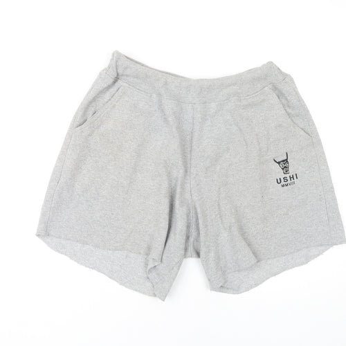 Ushi Men's Grey M Sweat Shorts - Comfy & Stylish