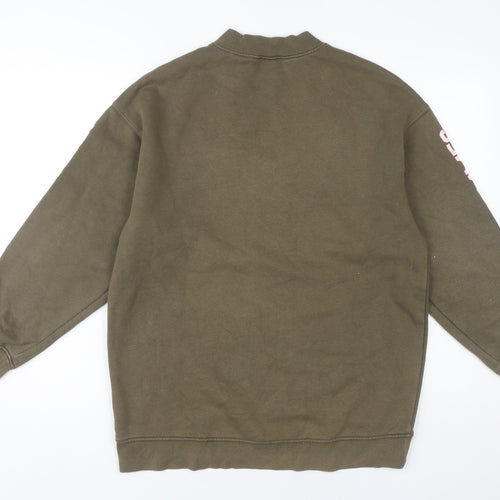 H&M Women's Green Sweatshirt XS, Casual High Neck