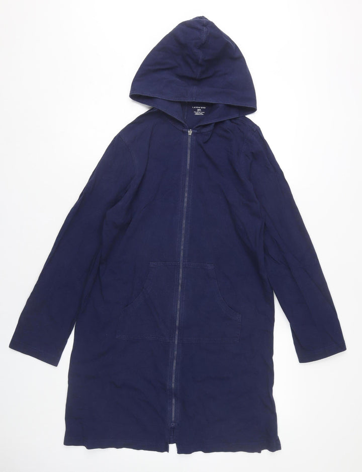 Lands' End Women's Blue Full Zip Hoodie, M