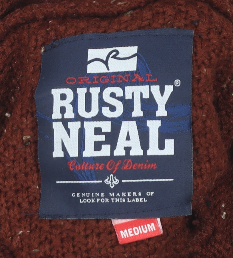 Rusty Neal Men's Brown Cable-Knit Jumper M