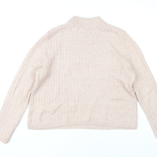 H&M Women's Beige M Pullover Jumper, Mock Neck