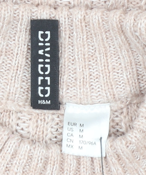 H&M Women's Beige M Pullover Jumper, Mock Neck