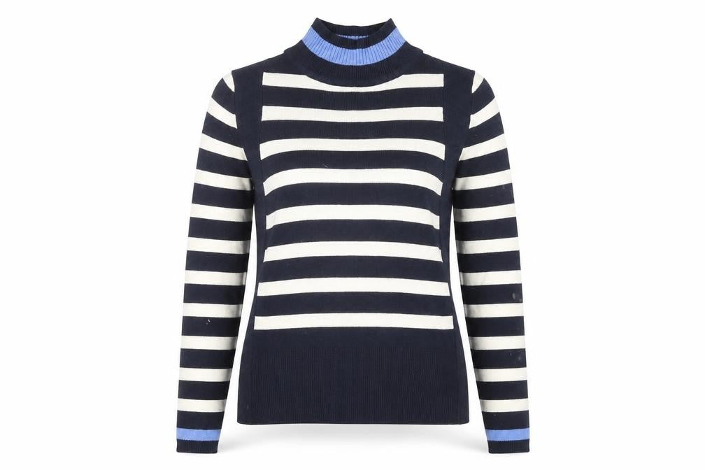 Front view of Marks & Spencer Women's Blue Striped jumper 12
