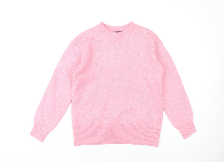 Marks and Spencer Women's Pink Crew Neck Pullover XS
