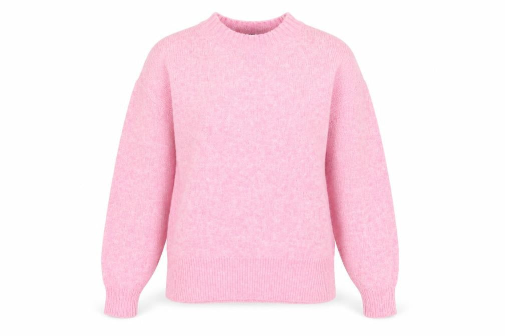 Front view of Marks & Spencer Women's Pink Crew Neck Pullover XS