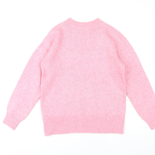 Marks and Spencer Women's Pink Crew Neck Pullover XS
