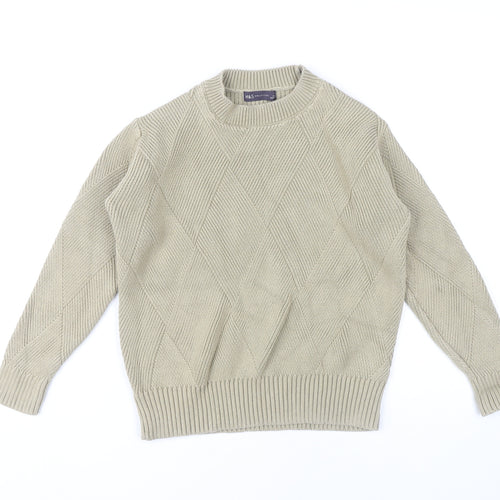 Marks and Spencer Women's XS Beige Pullover Argyle Knit Jumper