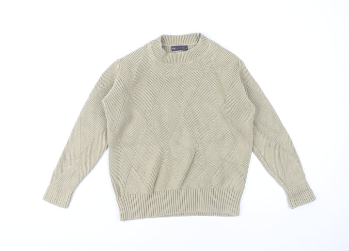 Marks and Spencer Women's XS Beige Pullover Argyle Knit Jumper
