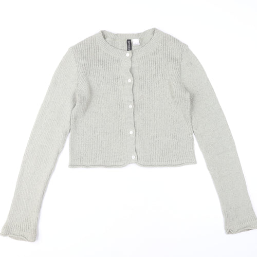H&M Womens Grey Cardigan Size 12 Button Knit