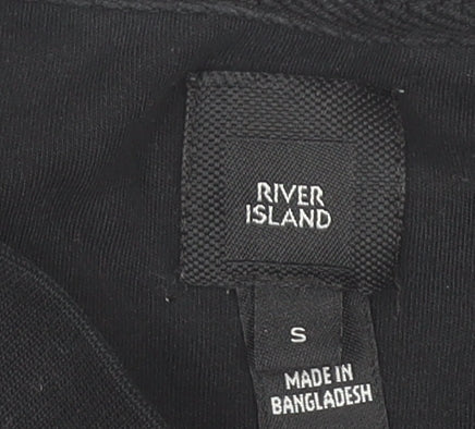 River Island Men's Black Colourblock T-Shirt, Size S